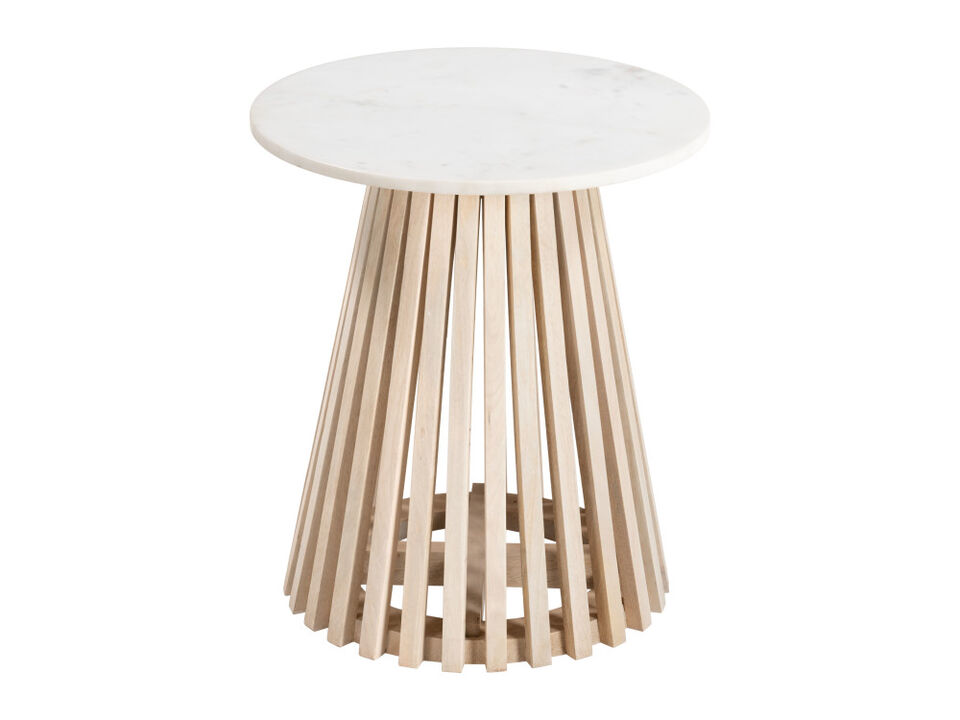 Mazara Side Table White & Natural