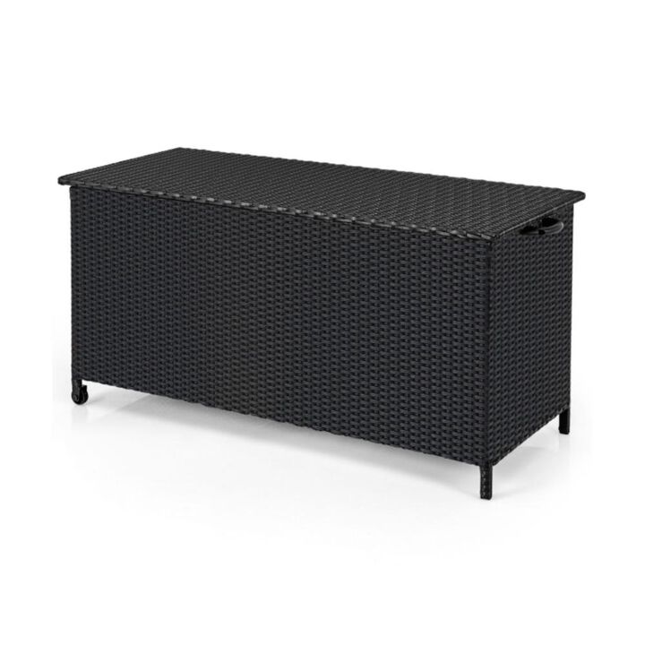 Hivvago Indoor Outdoor 85 Gallon Storage Container with Waterproof Liner and Universal Wheels