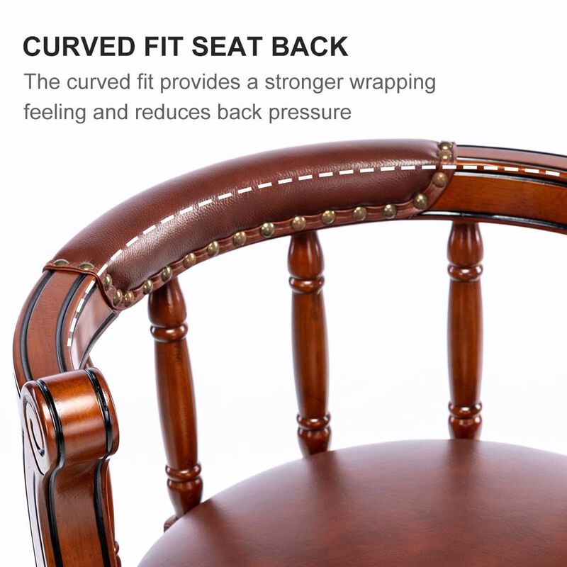 Brown Leather Swivel Bar Stool 26"