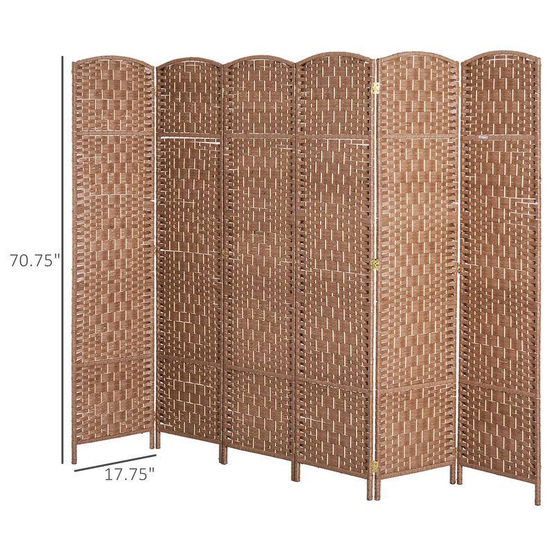 Natural Wide Separator: 6-Panel 6' Tall Wicker Privacy Screen