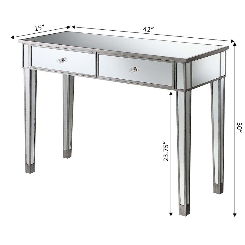 Convience Concept, Inc. Gold Coast Mirrored 2 Drawer Desk/Console Table