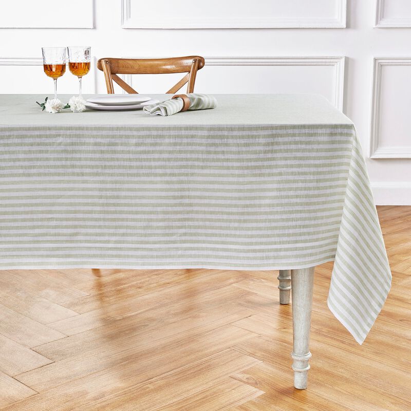 Solino Home 100% Pure Linen Tablecloth | Amalfi Stripe