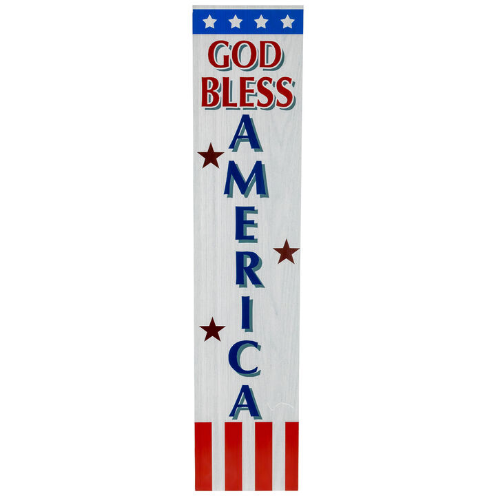 35.75" God Bless America Patriotic Wooden Porch Board Sign Decoration