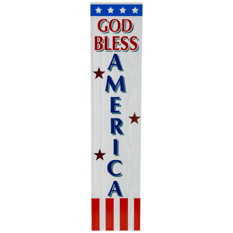 35.75" God Bless America Patriotic Wooden Porch Board Sign Decoration