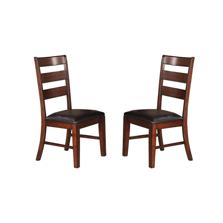 Sara Ladder Back Dining Side Chairs In Brown, Set Of 2