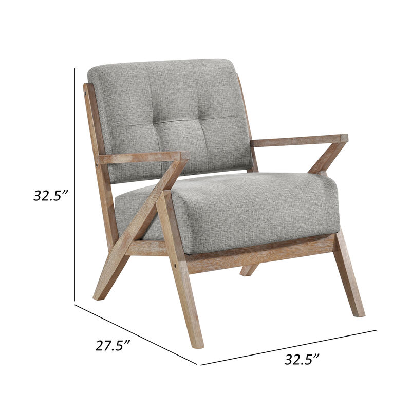 Edra 33 Inch Accent Armchair, Wood Frame, Light Gray Polyester Cushions - Benzara