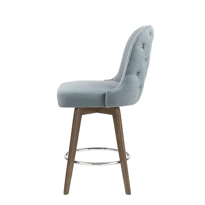 Belen Kox Swivel Counter Stool with Blue Upholstery, Belen Kox