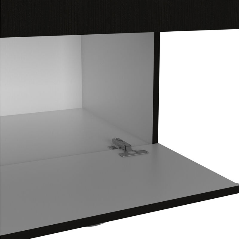 DEPOT E-SHOP Cartagena Armoire, One Drawer, Metal Rod, Five Shelves, Double Door Cabinet, Black / White
