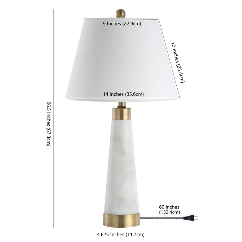 Travis Marble/Iron Gold Modern Column LED Table Lamp