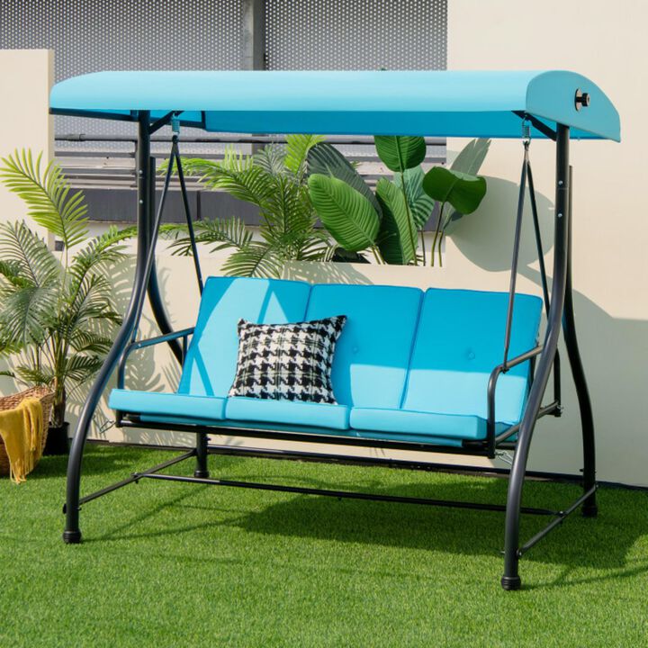 Hivvago 3 Seat Outdoor Porch Swing with Adjustable Canopy
