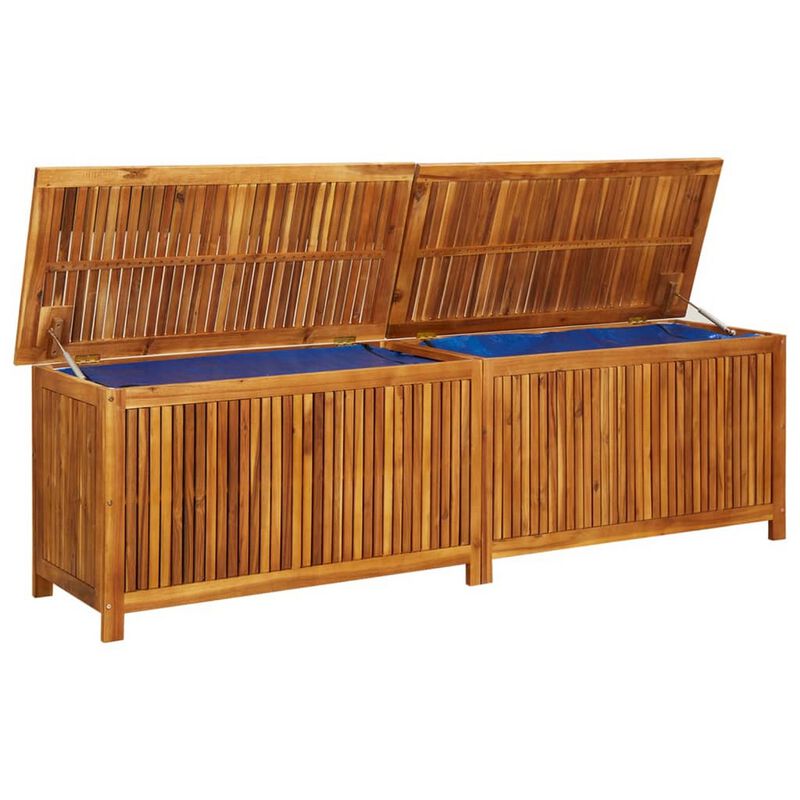Misty Outdoor Storage Box, 79 Inch Natural Brown Solid Acacia Wood - Benzara