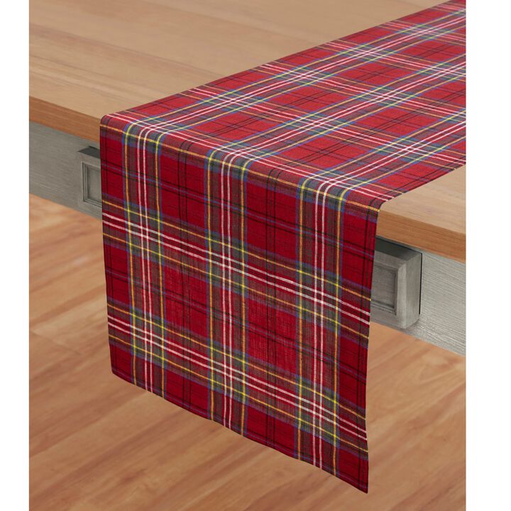 Solino Home 100% Pure Linen Table Runner | Classic Tartan Plaid