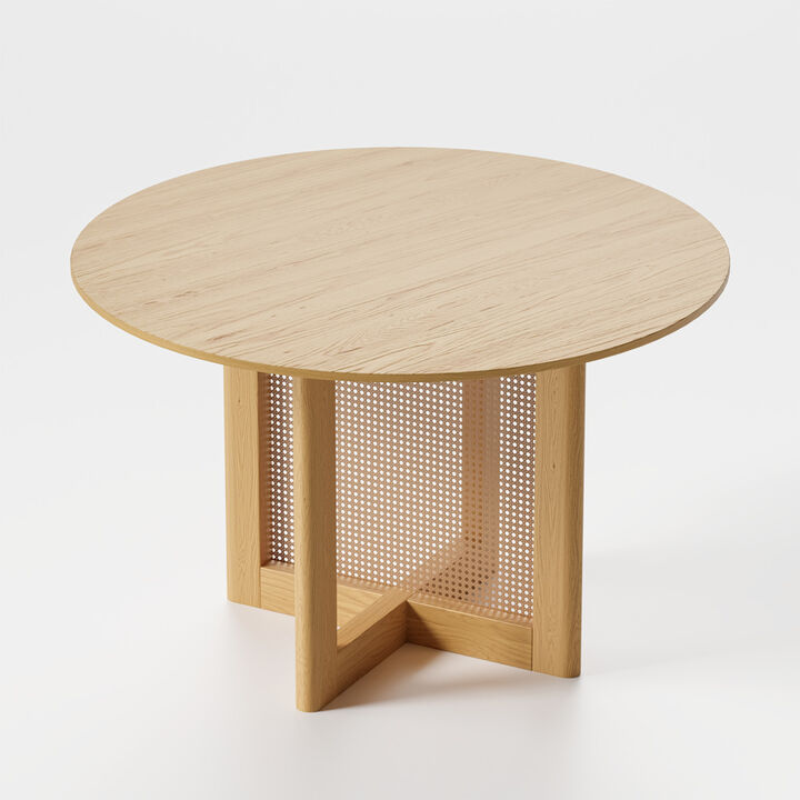 46 Cinna Modern Walnut Oak Wood Round Dining Table （Seats 4）