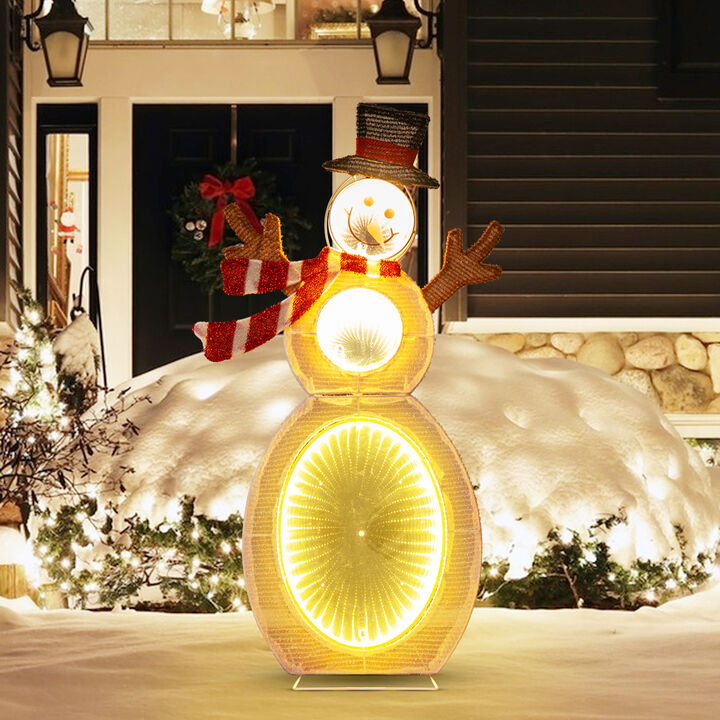 Lighted Snowman with LED Lights and Metal Stand