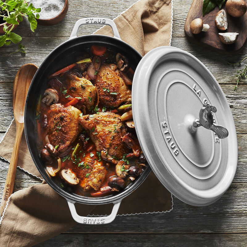 Staub Cast Iron 5.75-qt Coq au Vin Cocotte - Graphite Grey