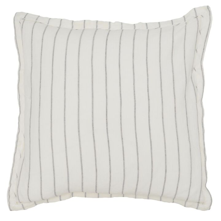 Tara 26 Inch Linen Square Euro Pillow Sham with Woven Stripe Design -Benzara