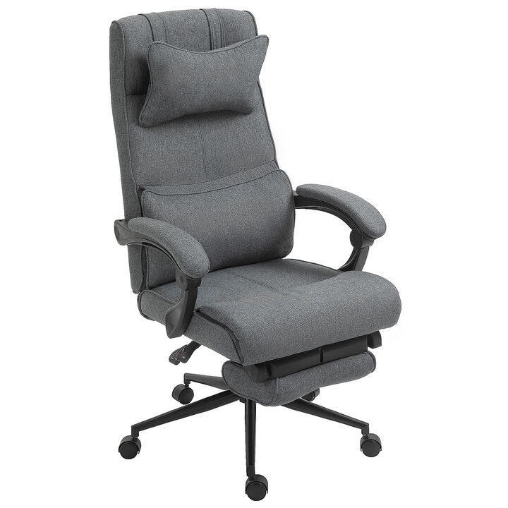 Office Desk Chair Home Ergonomic Adjustable Rolling Linen Reliner W/ Footrest