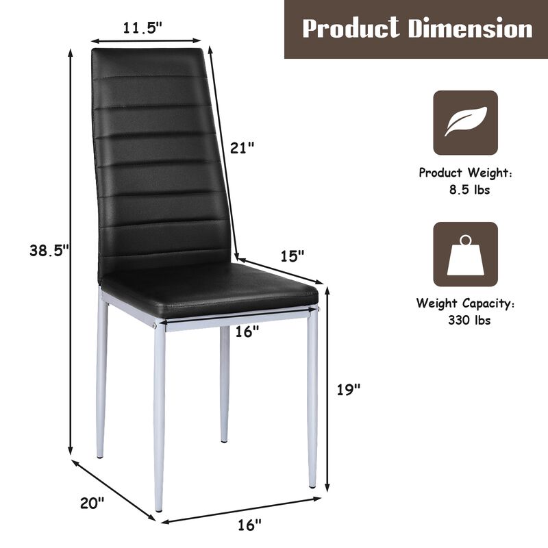 4 pcs PVC Leather Dining Side Chairs Elegant Design