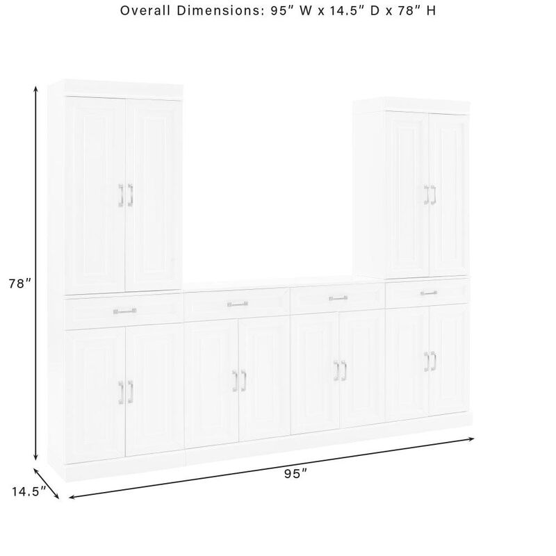 Crosley Furniture Stanton 3Pc Sideboard And Pantry Set White - Sideboard & 2 Pantries