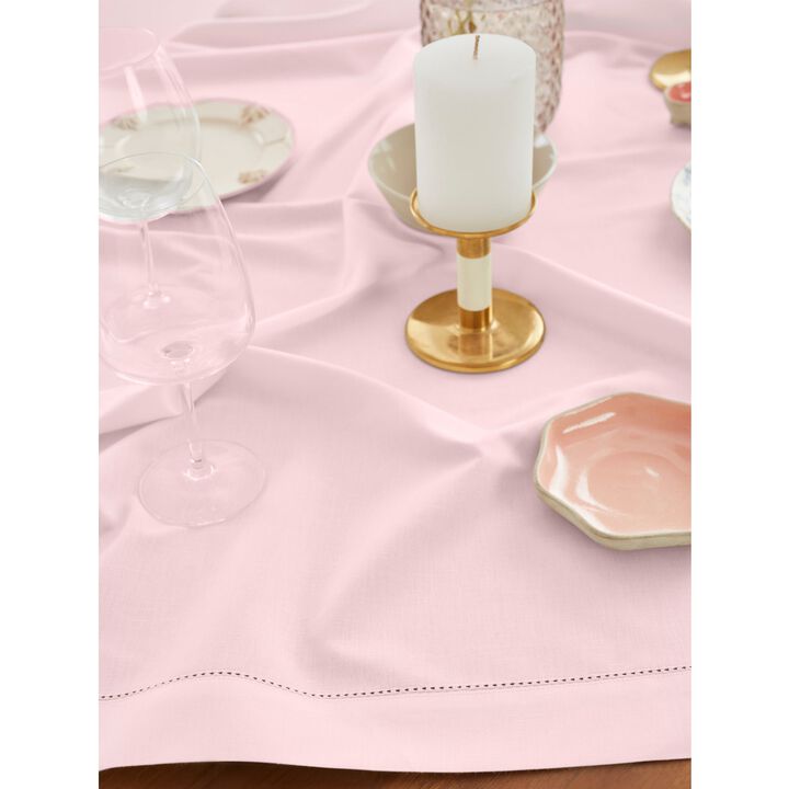 Solino Home Cotton Linen Hemstitch Table Throw 52 x 52 Inch