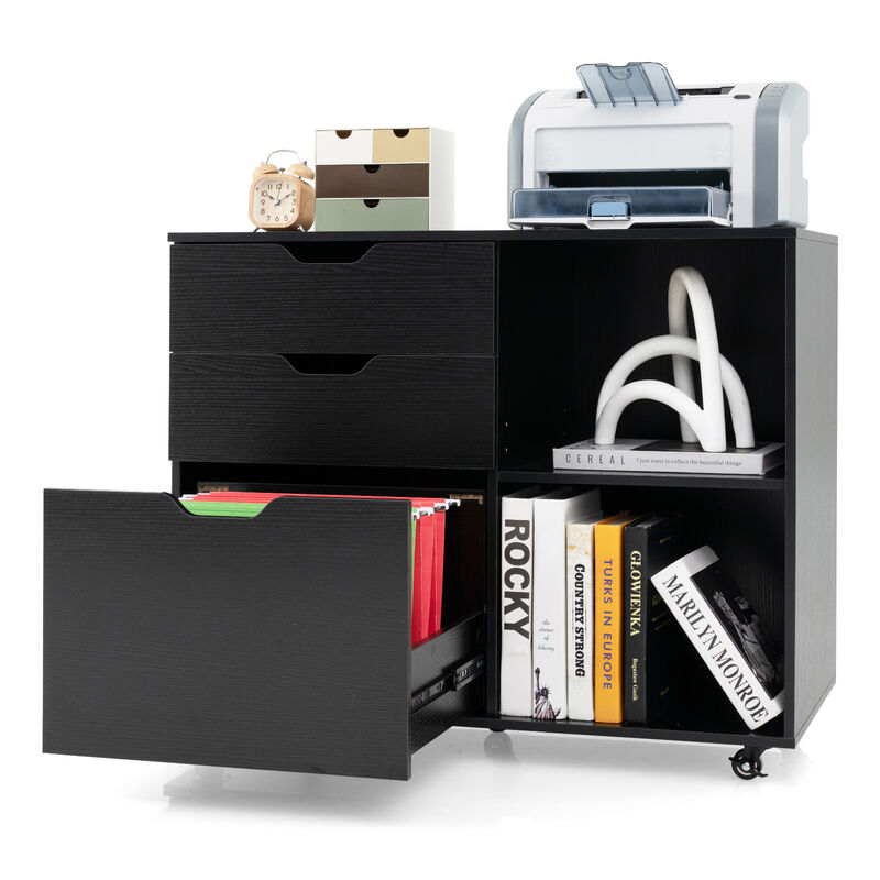 3-Drawer File Cabinet with Adjustable Shelf and Wheels for Letter