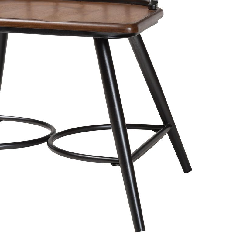Baxton Studio Longford "Dark Walnut" Wood and Black Metal Vintage Industrial Dining Chair
