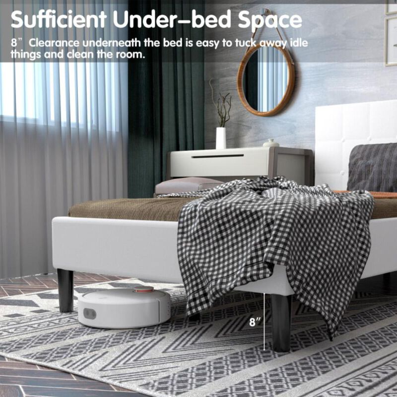 Hivvago Twin Upholstered Bed Frame with Button Tufted Headboard