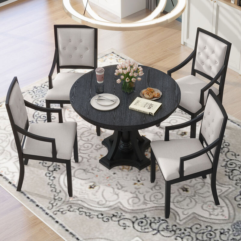 Merax Retro 5-piece Dining Round Table Set