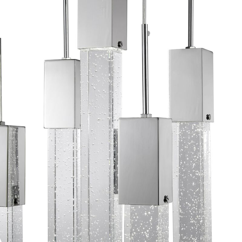 Sparkling Night Chandelier Chrome Metal and Acrylic 5 LED Light Dimmable Extra Large