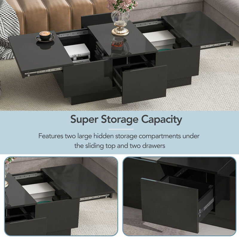 Merax Coffee Table Extendable Cocktail Table with 2 Drawers