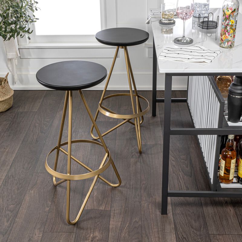 Spiroa 30" Modern Industrial Metal Backless Circular Bar Stool