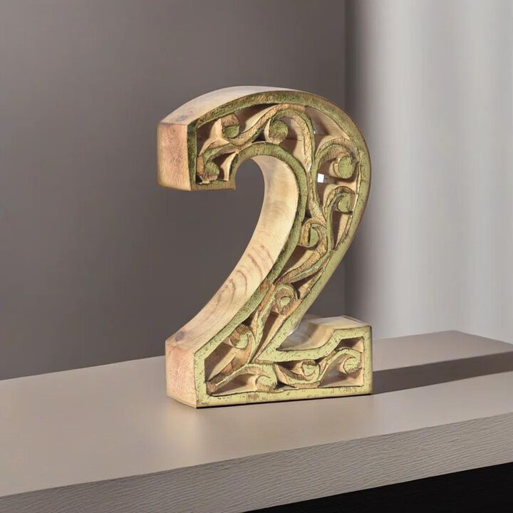 Vintage Natural Gold Handmade Eco-Friendly "2" Numeric Number For Wall Mount & Table Top Décor