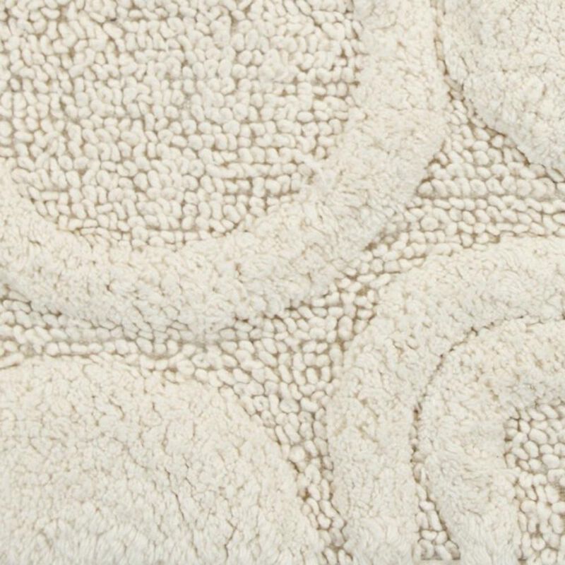Knightsbridge Orbit Bath Rug Cotton Non Skid Back - 21x34", Ivory