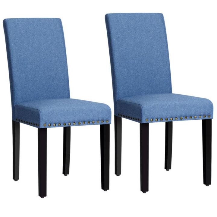 Hivvago Set of 2 Fabric Upholstered Dining Chairs with Nailhead