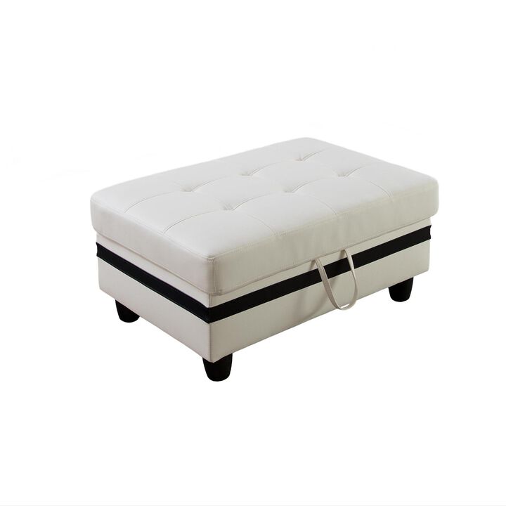 35 in. W Faux Leather Rectangle Ottoman with Storage