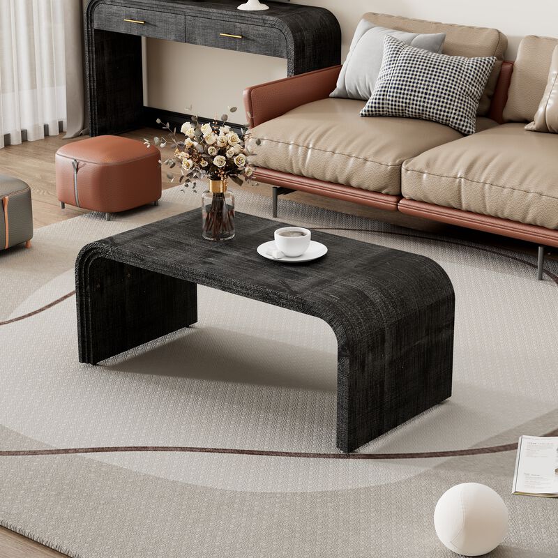 Merax Minimalist Coffee Table with Curved Edge