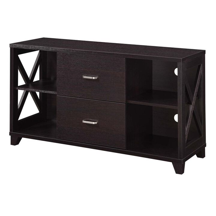Convenience Concepts Oxford Deluxe 2 Drawer TV Stand with Shelves for TVs up to 55 Inches, Brown