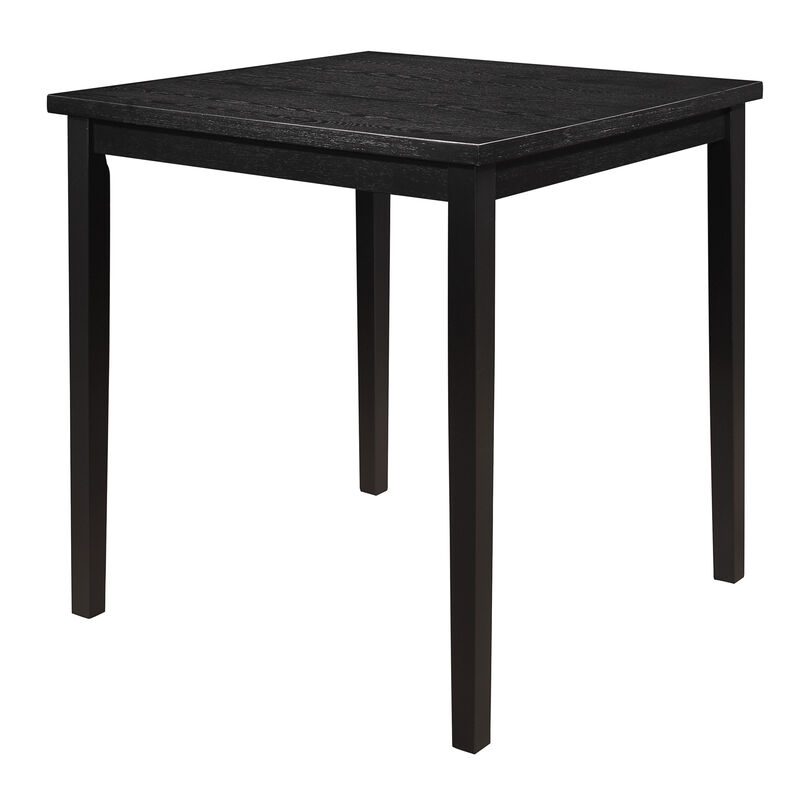 Rina 36 Inch Counter Height Table, 4 Seater Square Top, Black Solid Wood - Benzara