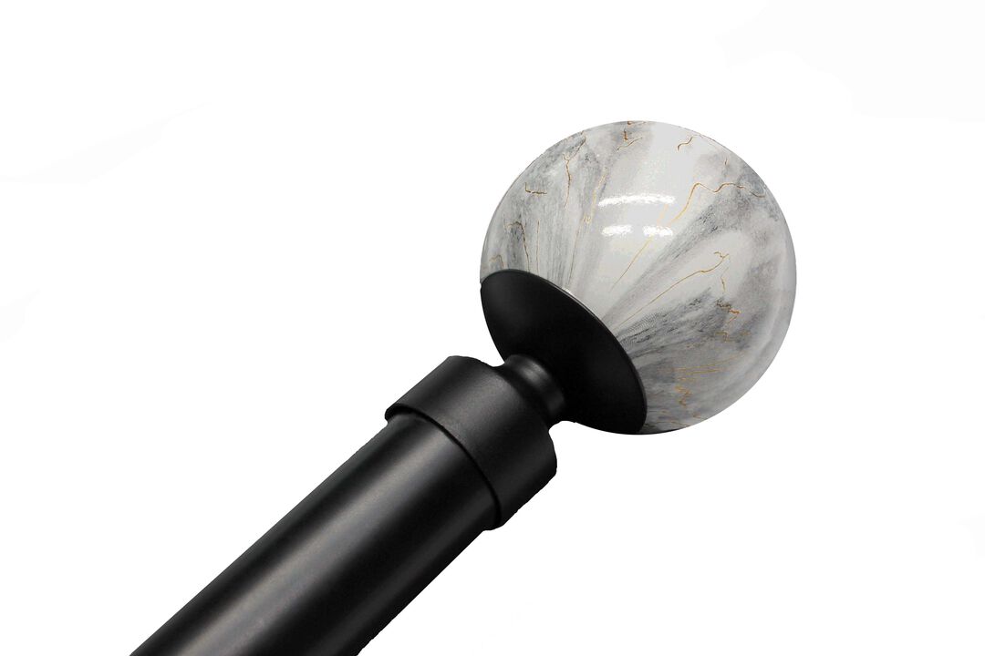 Linen Avenue Grey Marble Double Window Curtain Rod Set