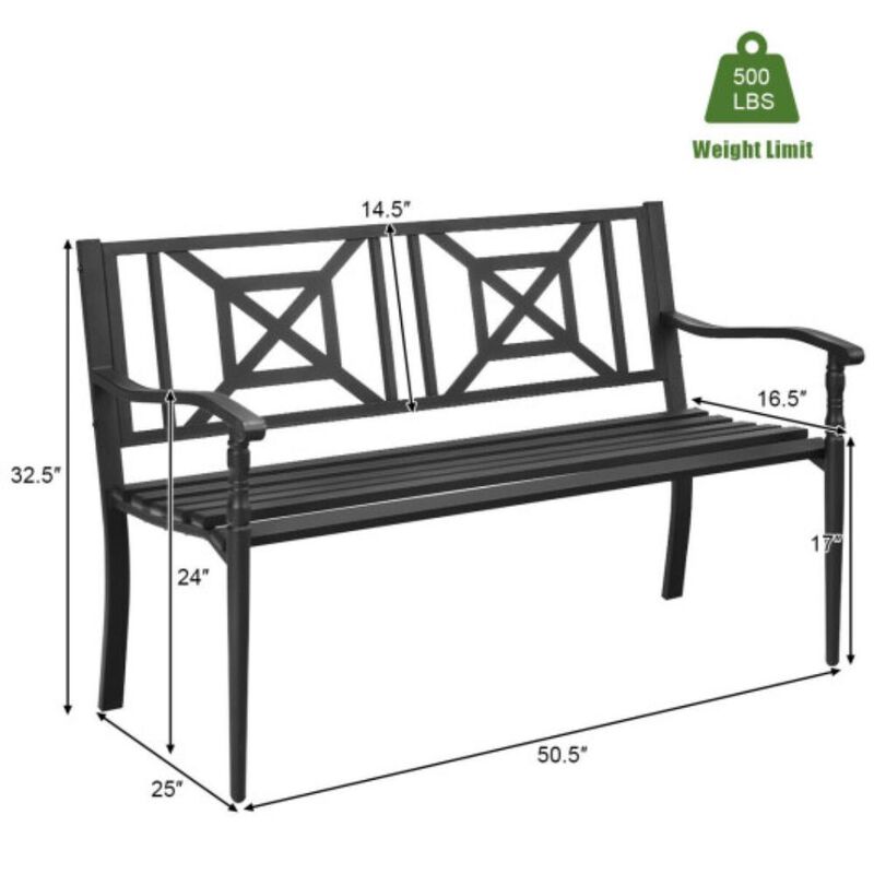 Hivvago Patio Garden Bench with Powder Coated Steel Frame