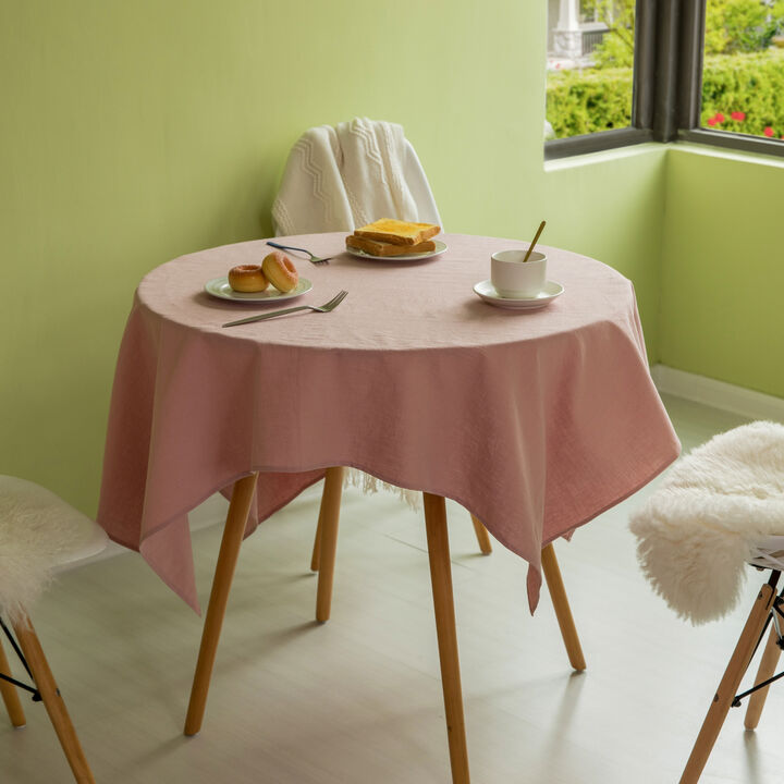 Deerlux 100% Pure Linen Washable Tablecloth Solid Color, 52" x 52" Square White