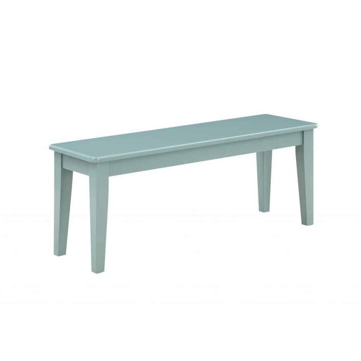 Bray 44 Inch Modern Rectangular Dining Bench, Tapered Legs, Teal Blue-Benzara