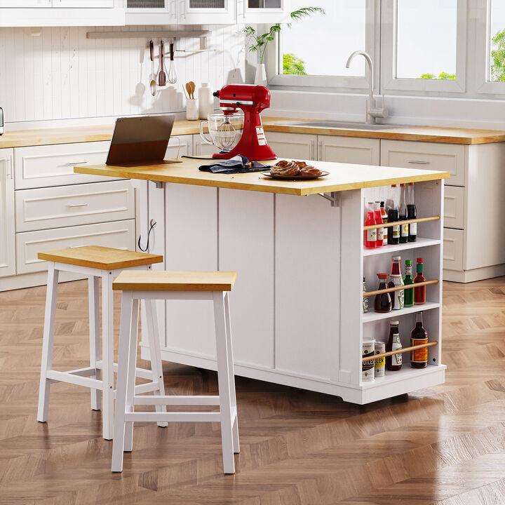 Merax Kitchen Island with 2 Bar Stools