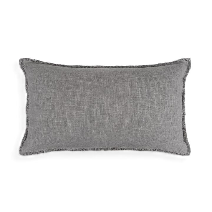 Organic Chic washed textured cotton solid pillow with frayed edges