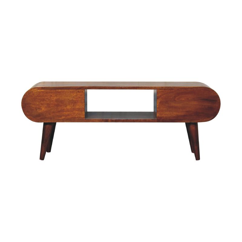 Artisan Furniture Chestnut Circular Solid Wood 2 Drawer  TV Unit