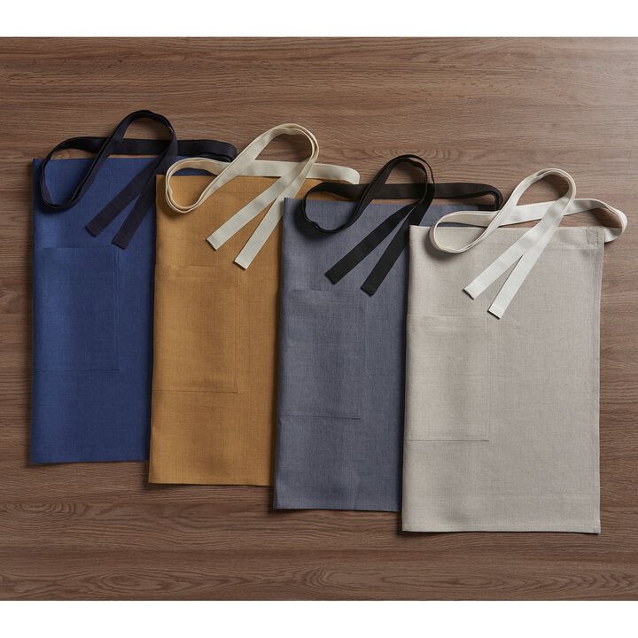 Solino Home 100% Pure Linen Apron 21 x 27 Inch | Bistro Half Apron for Men and Women