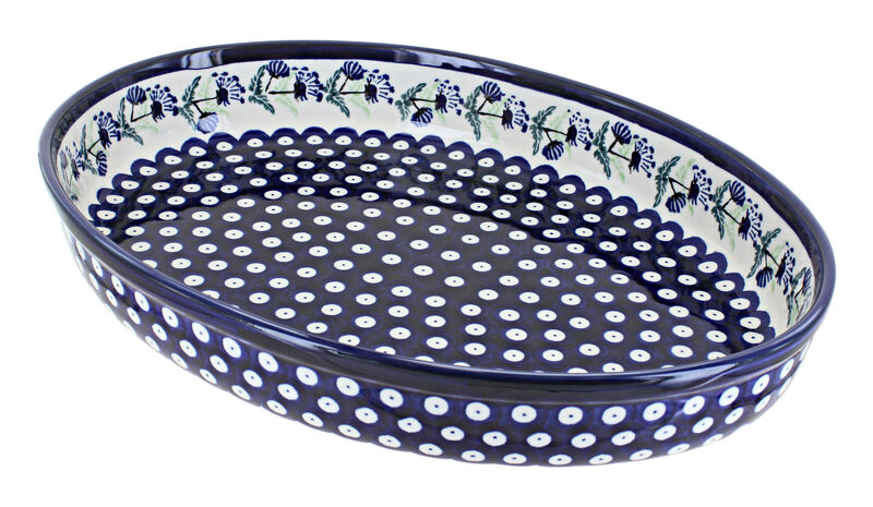 Blue Rose Polish Pottery Sweet Annie Large Oval Baker