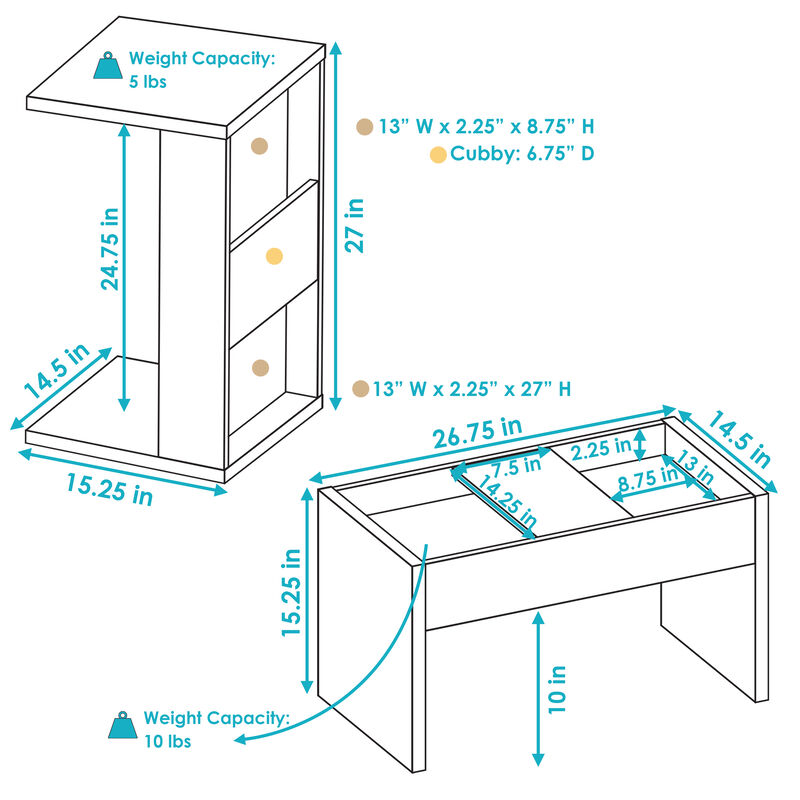 Sunnydaze 2-in-1 Multi-Use Accent Side Table