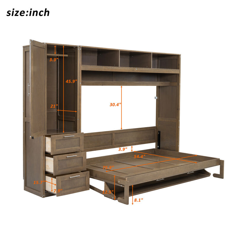 Merax Murphy Bed with Wardrobe and Drawers