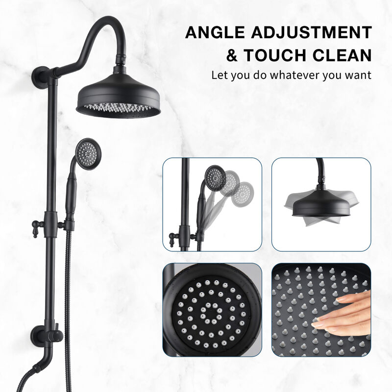 Shower Head With Handheld Shower System With 8" Rainfall Shower Head, Dual Shower Combo